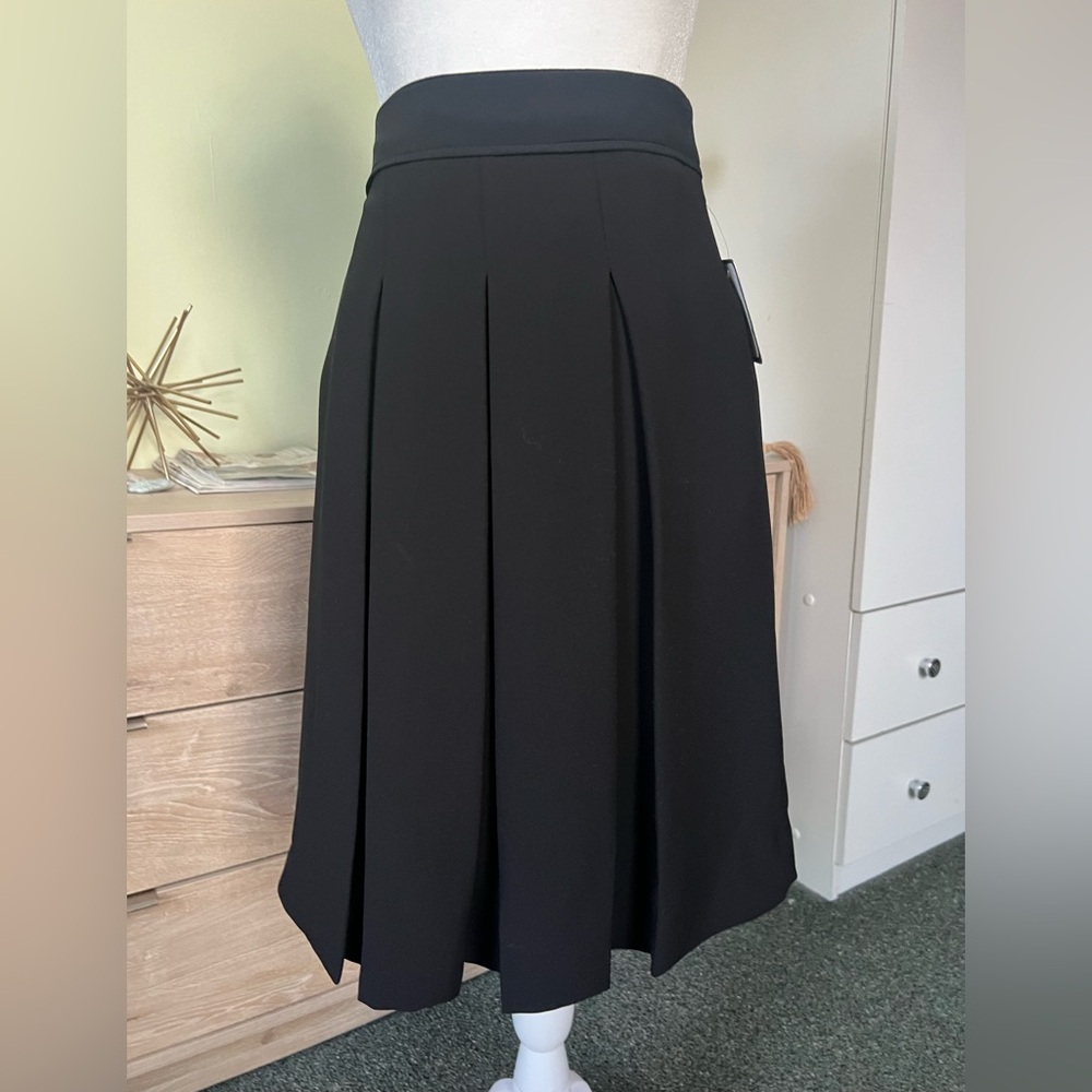 Black Box Pleat Structured Tailored High-Waist Knee-Length Midi Modest Skirt XS